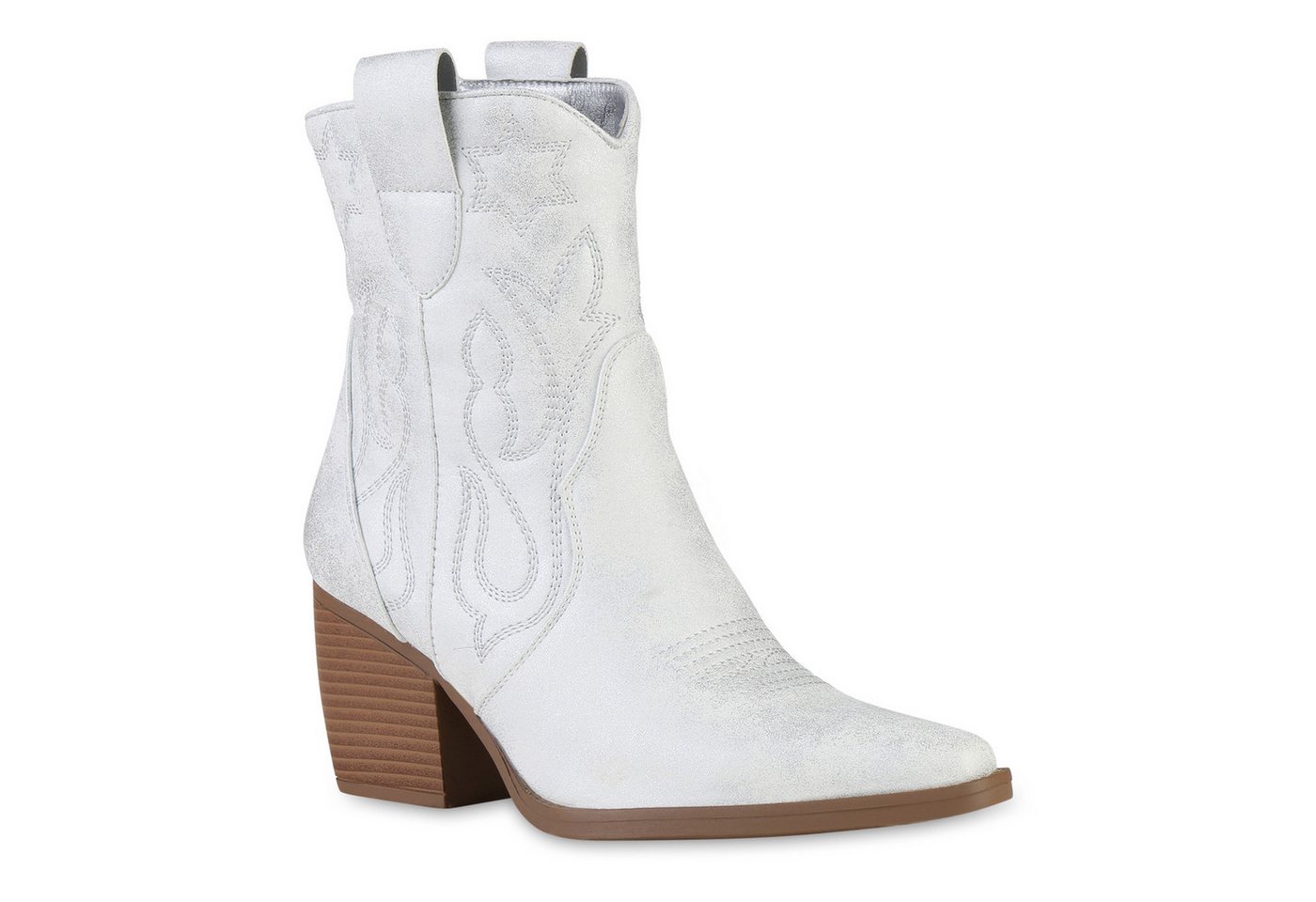 VAN HILL 837779 Cowboy Boots Damen Stiefeletten Cowboy Boots Trichterabsatz Stickereien von VAN HILL