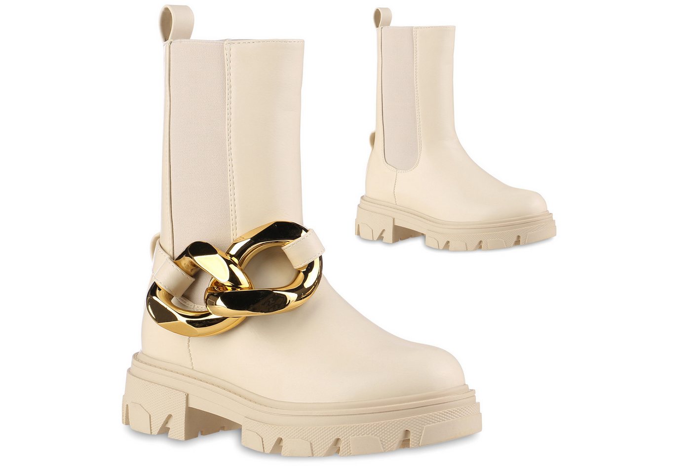 VAN HILL 837817 Schlupfstiefel Damen Leicht Gefütterte Schlupfstiefel Stiefel Profil-Sohle von VAN HILL