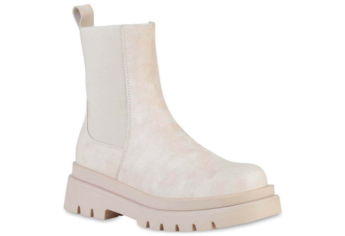 VAN HILL 837887 Plateaustiefelette Damen Plateau Boots Stiefeletten Stiefel Profil-Sohle von VAN HILL