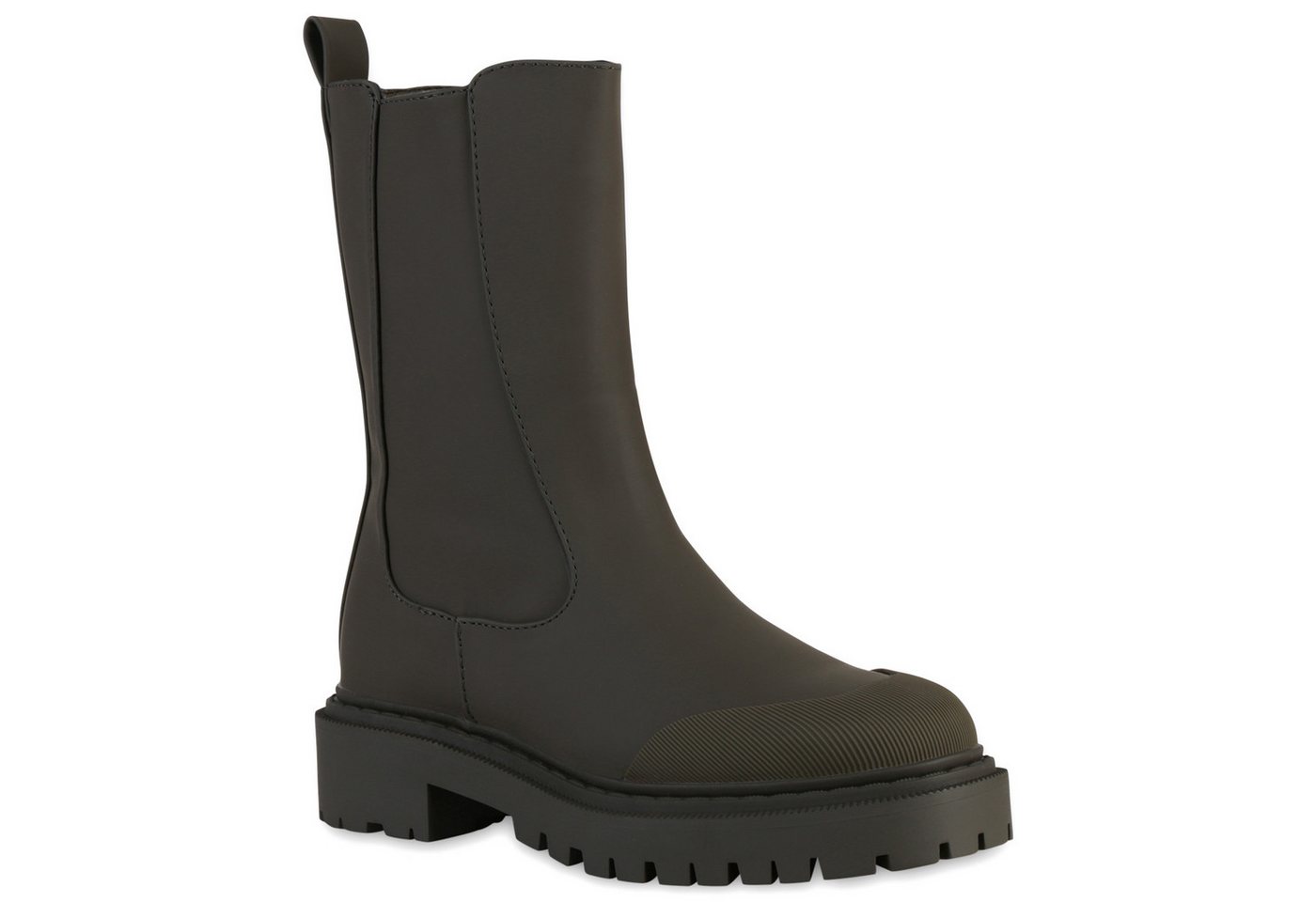 VAN HILL 837918 Plateaustiefel Damen Plateaustiefel Stiefel Blockabsatz Profil-Sohle von VAN HILL