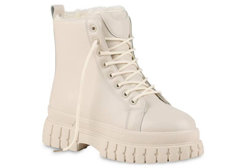 VAN HILL 837922 Plateaustiefelette Damen Warm Gefütterte Plateau Boots Profil-Sohle von VAN HILL