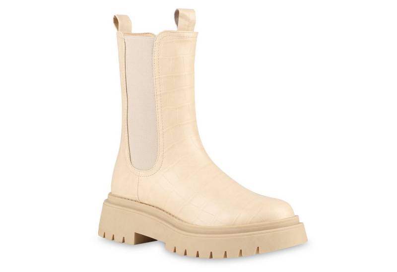 VAN HILL 838058 Plateaustiefel Damen Leicht Gefütterte Plateaustiefel Stiefel Profil-Sohle von VAN HILL