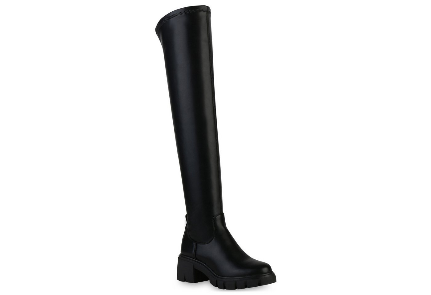 VAN HILL 838109 Overkneestiefel Damen Leicht Gefütterte Overknees Stiefel Profil-Sohle von VAN HILL