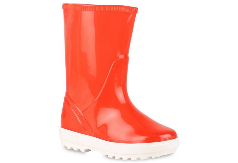 VAN HILL 838202 Gummistiefel Kinder Gummistiefel Stiefel Blockabsatz Lack Profil-Sohle von VAN HILL