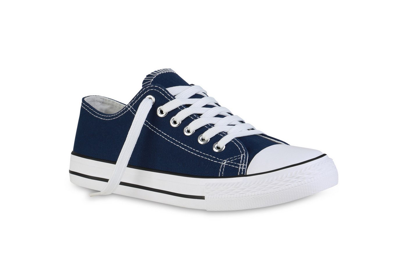 VAN HILL 838455 Sneaker Damen Sneaker Low Bequeme Schnürer Basic Stoff Schnür- von VAN HILL