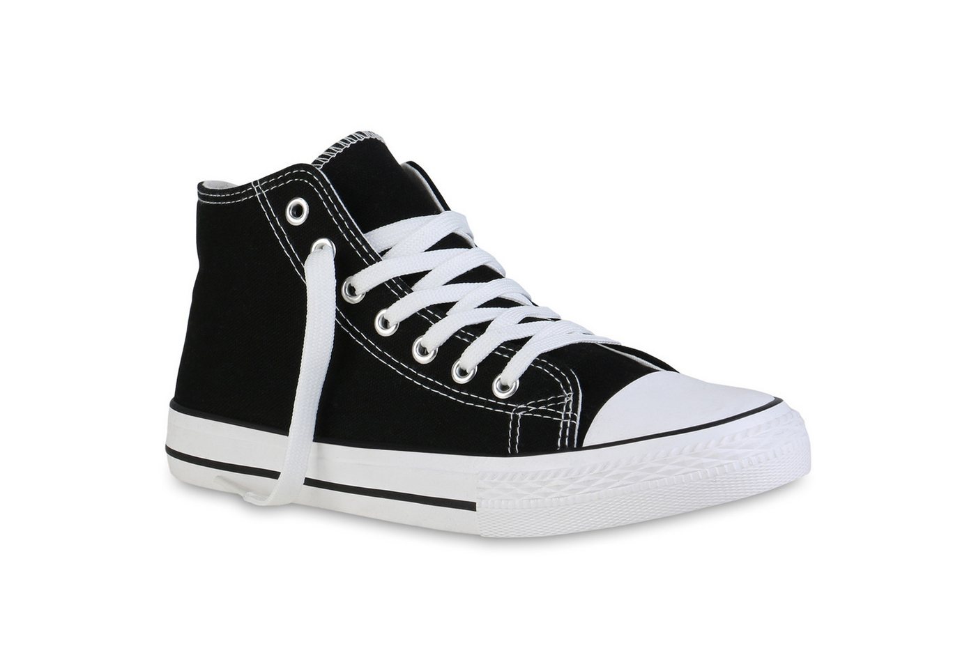 VAN HILL 838463 Sneaker Damen Sneaker High Schnürer Bequeme Basic Stoff von VAN HILL