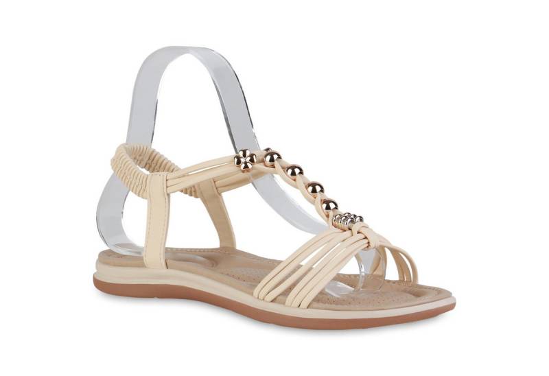 VAN HILL 838480 Riemchensandale Damen Sandalen Riemchensandalen Zierperlen Sommer- von VAN HILL