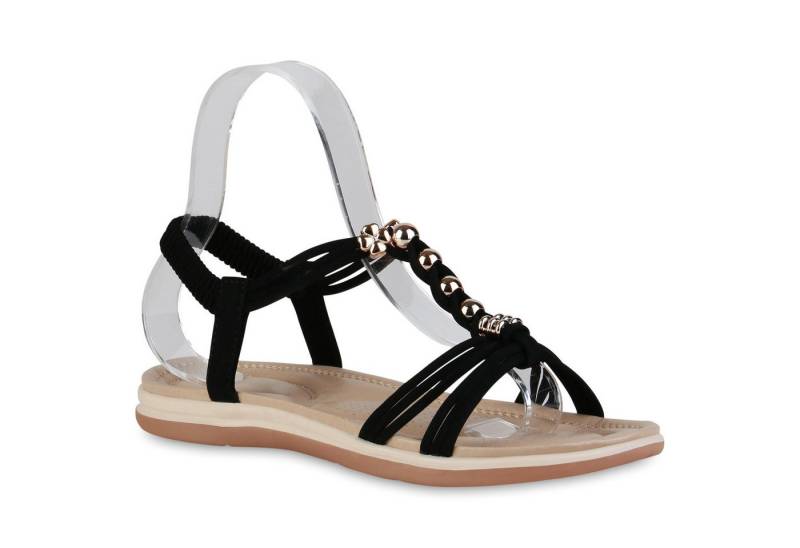 VAN HILL 838480 Riemchensandale Damen Sandalen Riemchensandalen Zierperlen Sommer- von VAN HILL