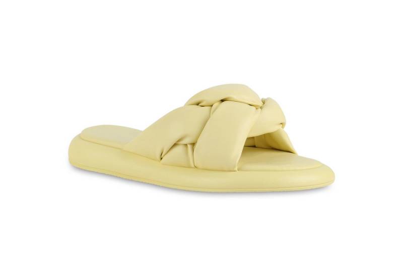 VAN HILL 839052 Sandalette Damen Sandaletten Pantoletten Plateau Leder-Optik Basic von VAN HILL