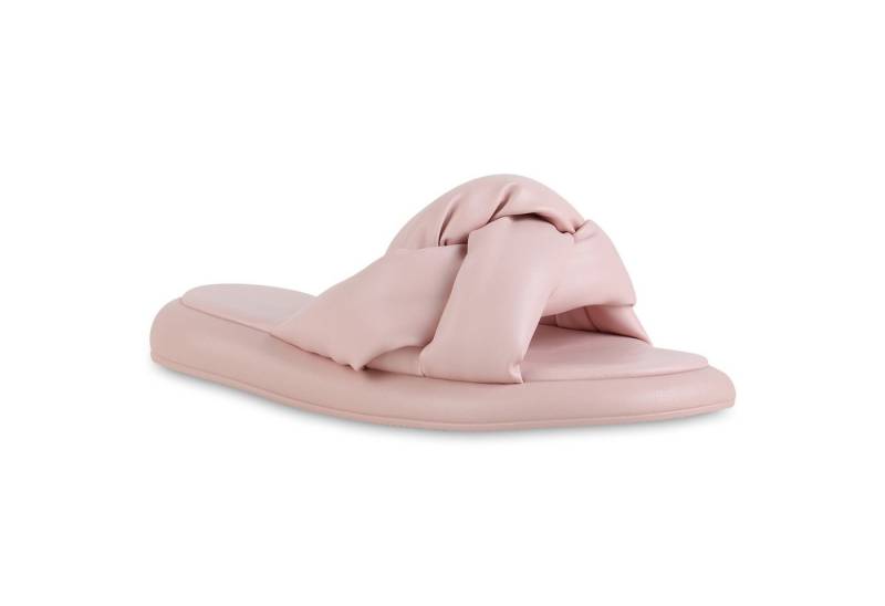 VAN HILL 839052 Sandalette Damen Sandaletten Pantoletten Plateau Leder-Optik Basic von VAN HILL