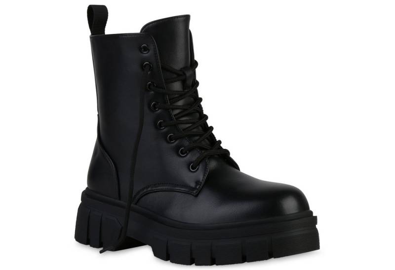 VAN HILL 839121 Plateaustiefelette Damen Stiefeletten Plateau Boots Stiefel Profil-Sohle von VAN HILL