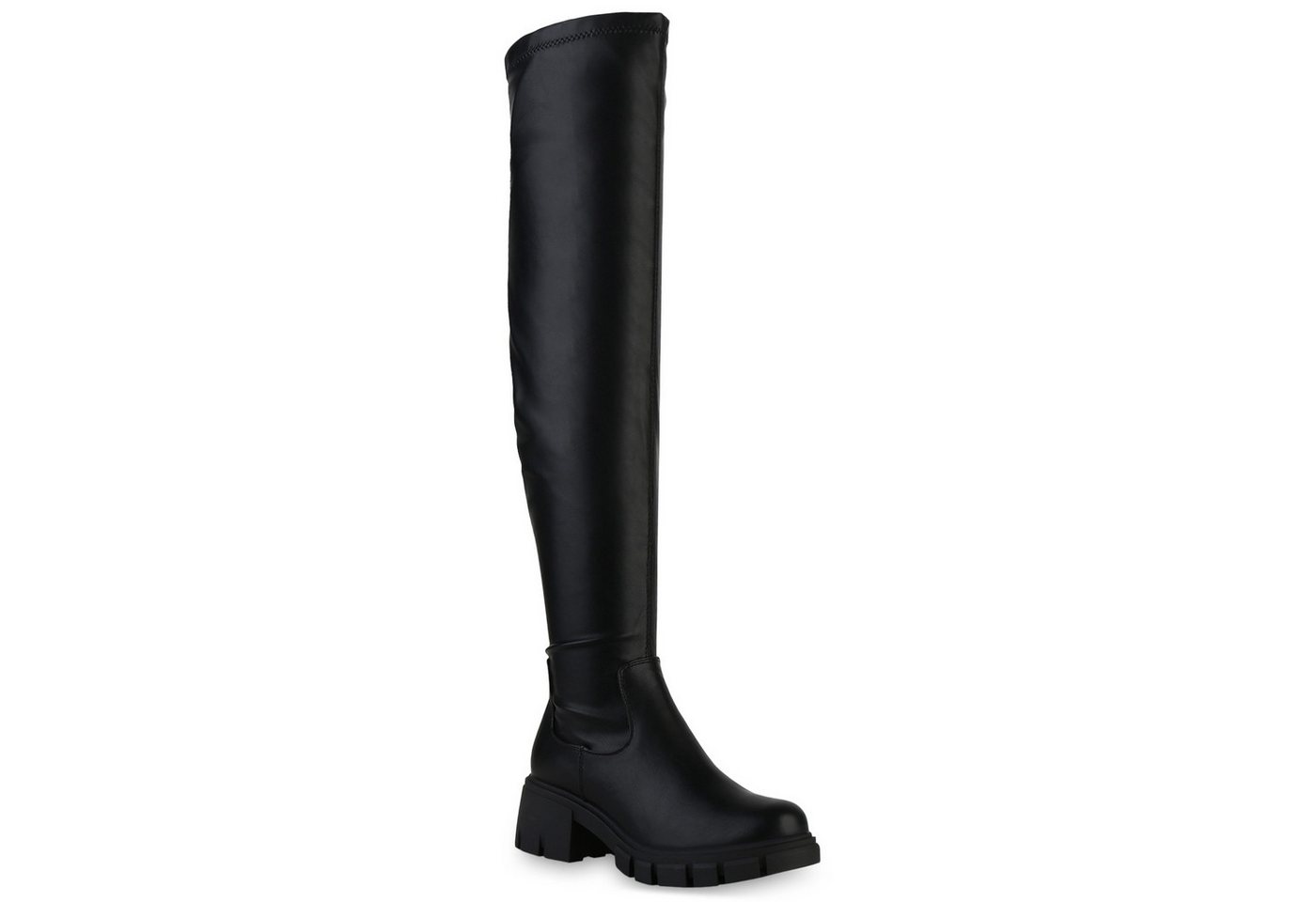 VAN HILL 839558 Overkneestiefel Damen Leicht Gefütterte Overknees Stiefel Profil-Sohle von VAN HILL
