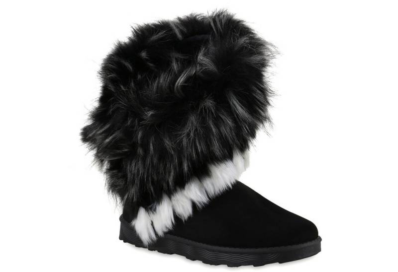 VAN HILL 839604 Winterstiefelette Damen Warm Gefüttert Winter Boots Stiefeletten Kunstfell von VAN HILL