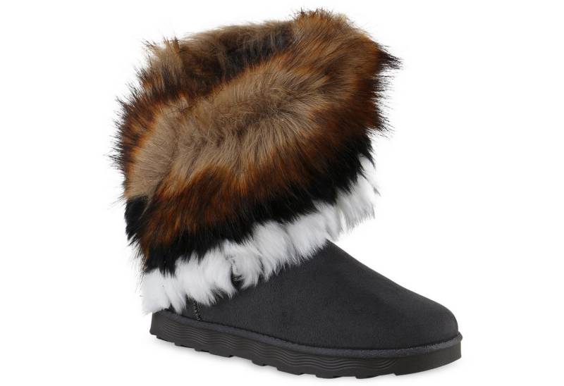 VAN HILL 839605 Winterstiefelette Damen Warm Gefütterte Winter Boots Stiefeletten Kunstfell von VAN HILL