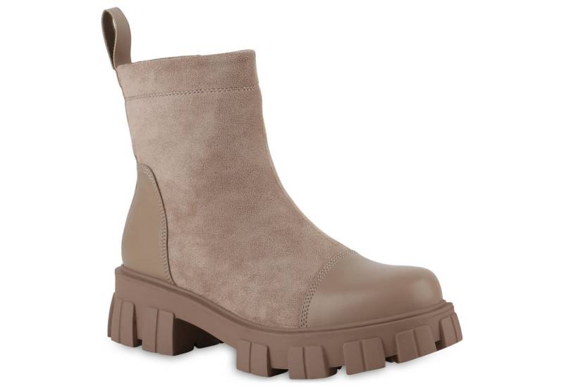 VAN HILL 839662 Plateaustiefelette Damen Leicht Gefütterte Plateau Boots Stiefeletten Profil-Sohle von VAN HILL