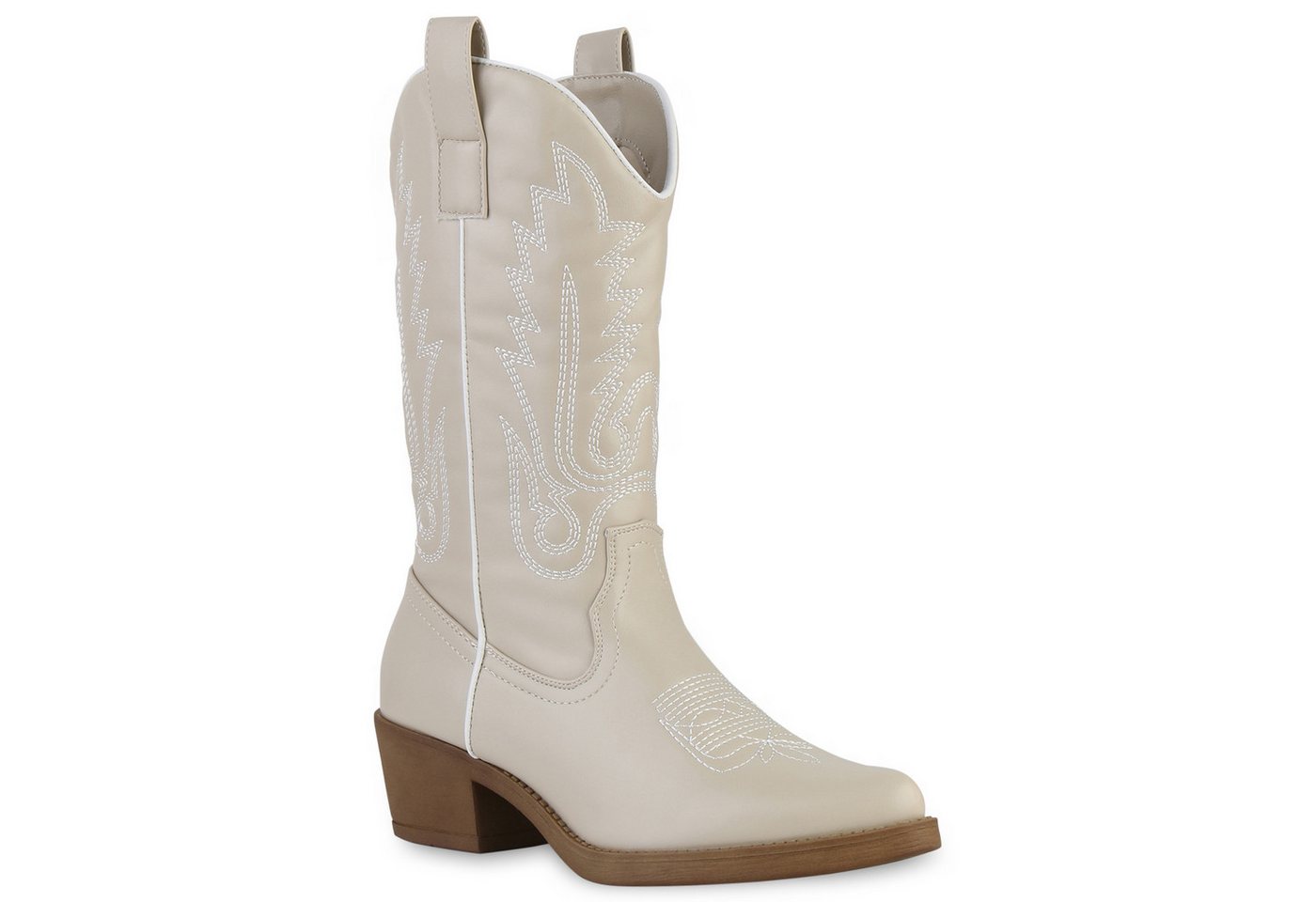 VAN HILL 839883 Cowboystiefel Damen Stiefel Cowboystiefel Stickereien Boots Spitze von VAN HILL