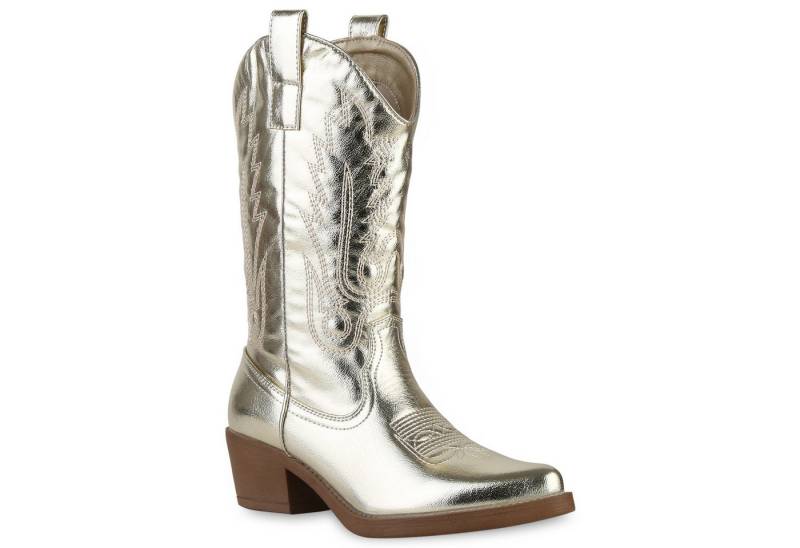 VAN HILL 839883 Cowboystiefel Damen Stiefel Cowboystiefel Stickereien Boots Spitze von VAN HILL