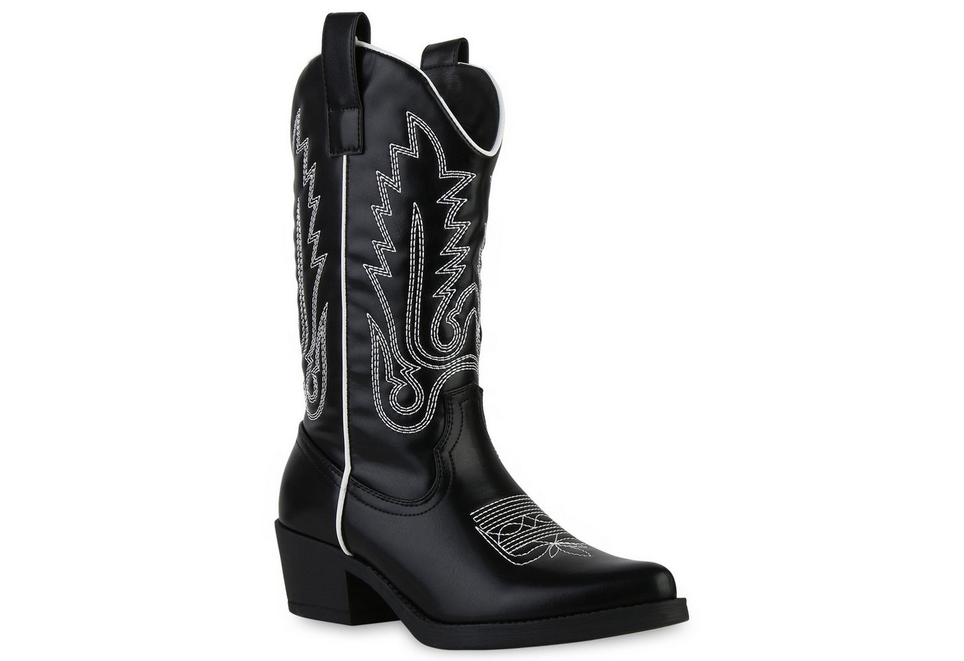 VAN HILL 839883 Cowboystiefel Damen Stiefel Cowboystiefel Stickereien Boots Spitze von VAN HILL