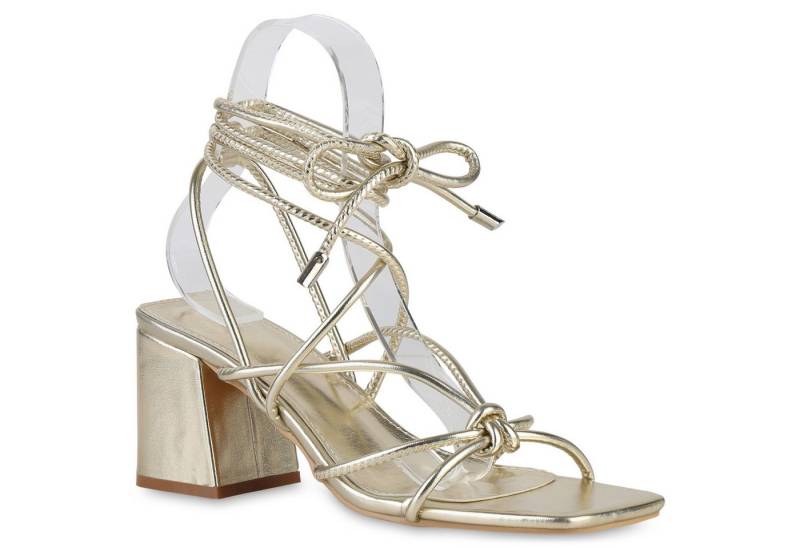 VAN HILL 839939 Riemchensandalette Damen Riemchensandaletten Sandaletten Schnürer Leder-Optik von VAN HILL