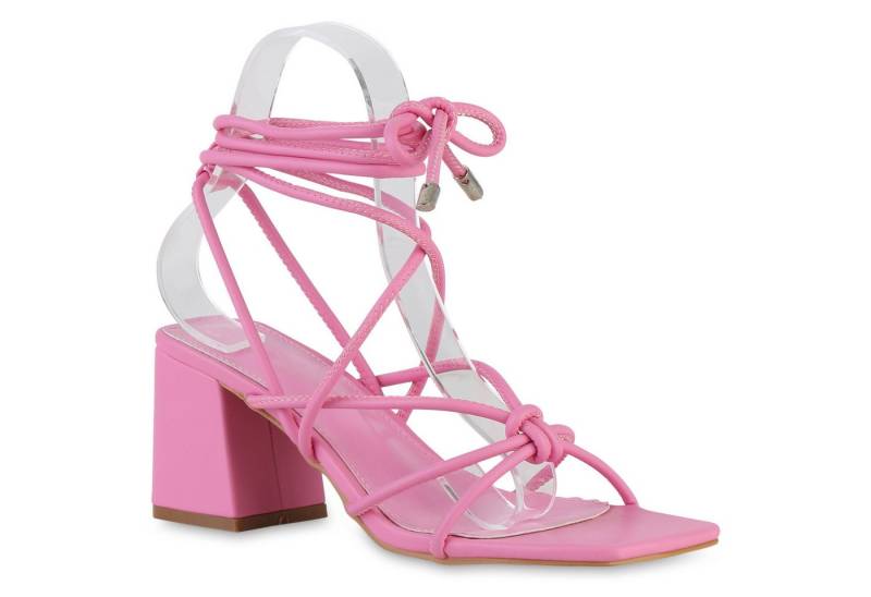 VAN HILL 839939 Riemchensandalette Damen Riemchensandaletten Sandaletten Schnürer Leder-Optik von VAN HILL