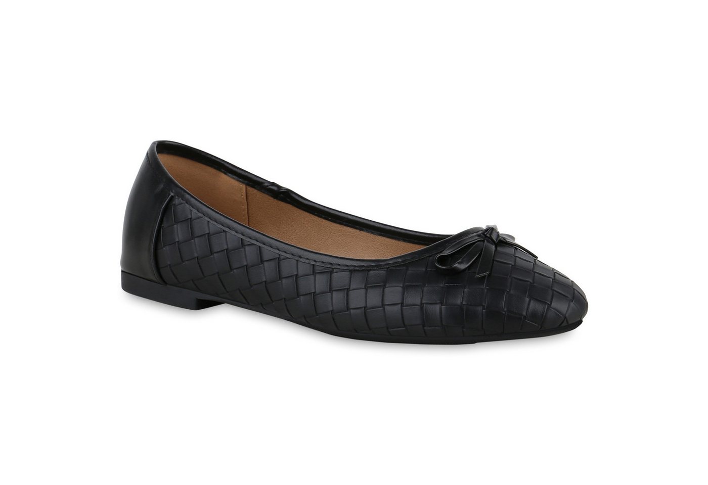 VAN HILL 839990 Ballerina Damen Klassische Ballerinas Schleifen Leder-Optik von VAN HILL