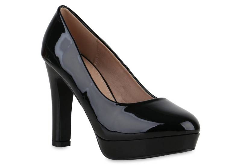 VAN HILL 840023 Pumps Damen Klassische Pumps Stiletto Plateau Vorne Lack von VAN HILL