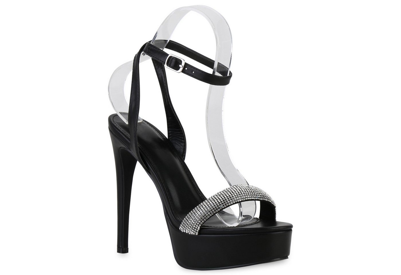 VAN HILL 840042 Plateausandaletten Damen Plateau Sandaletten Stiletto Party Strass Plateau- von VAN HILL