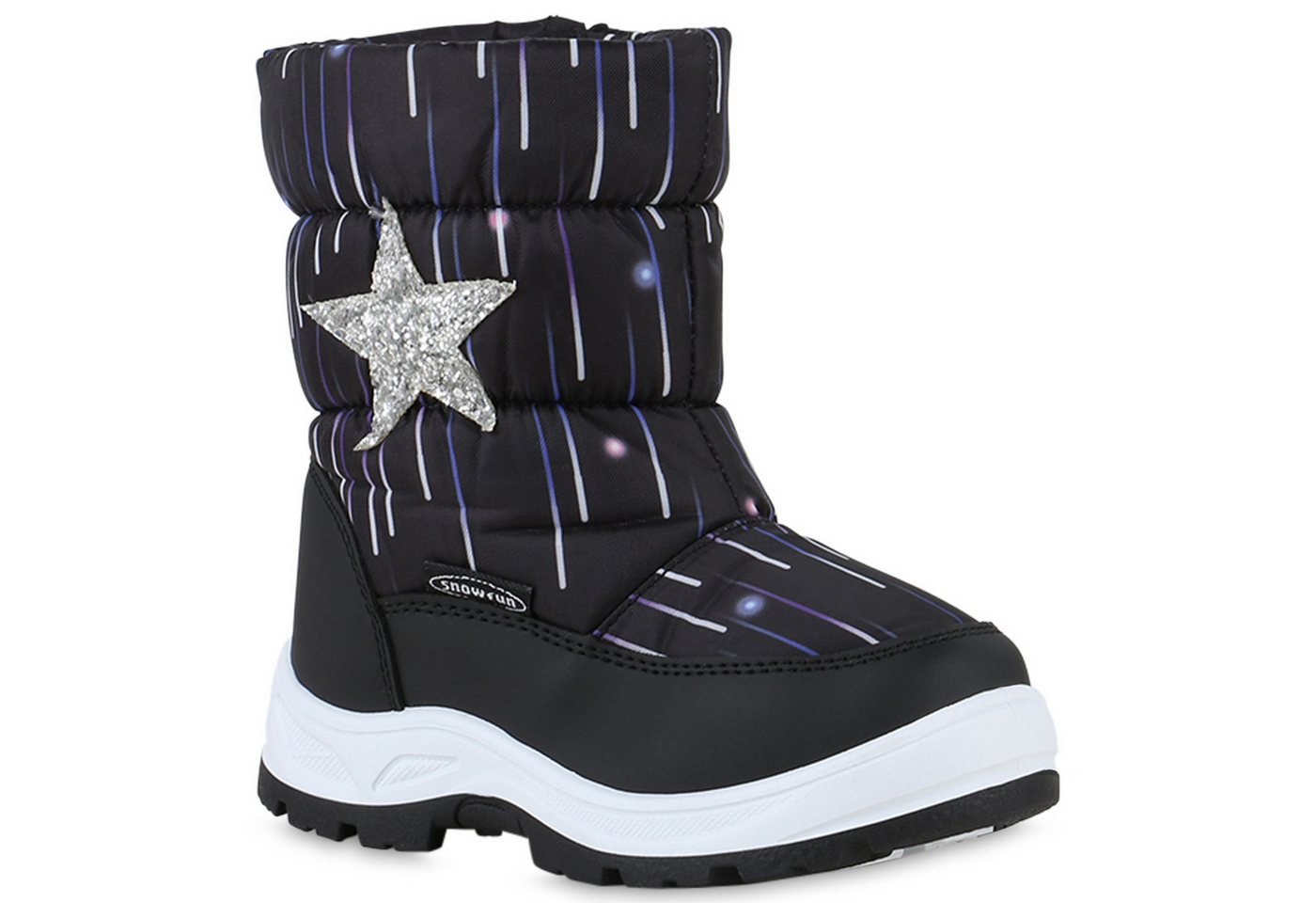 VAN HILL 840077 Winterboots Kinder Warm Gefütterte Winter Boots Gesteppte Glitzer von VAN HILL