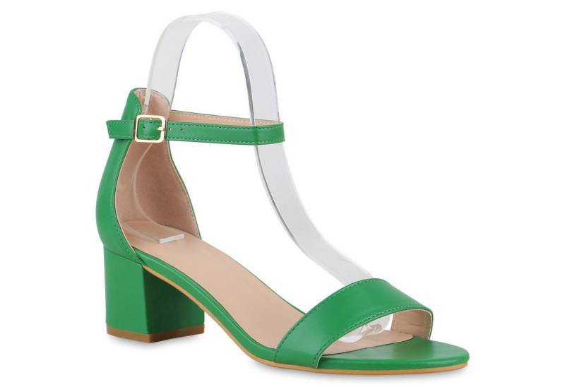 VAN HILL 840130 Sandalette Damen Klassische Sandaletten Blockabsatz Leder-Optik von VAN HILL