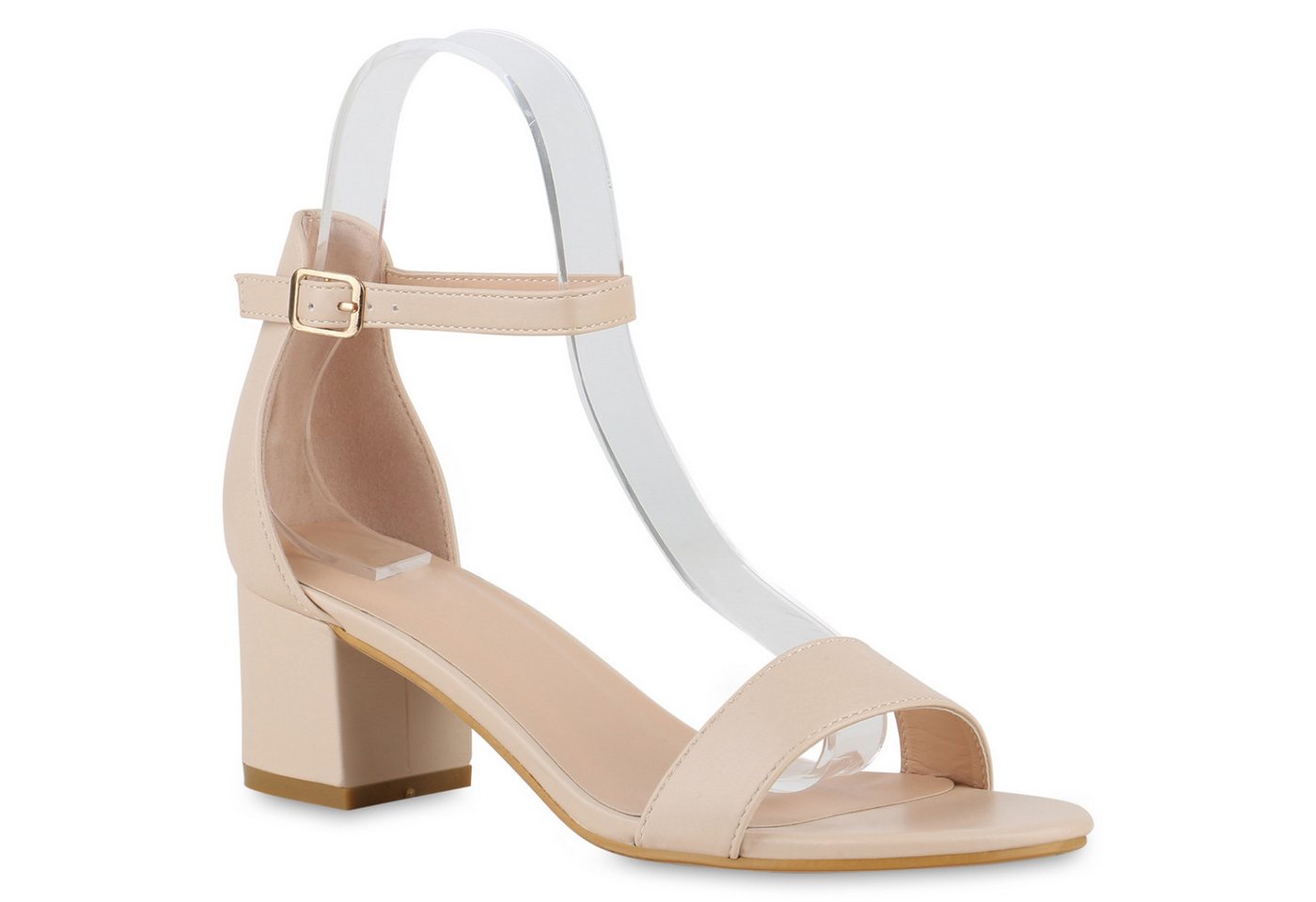 VAN HILL 840130 Sandalette Damen Klassische Sandaletten Blockabsatz Leder-Optik von VAN HILL