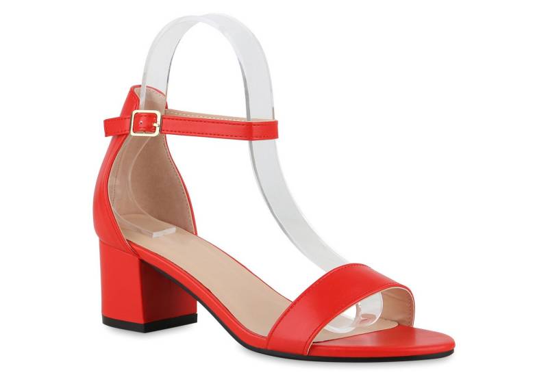 VAN HILL 840130 Sandalette Damen Klassische Sandaletten Blockabsatz Leder-Optik von VAN HILL