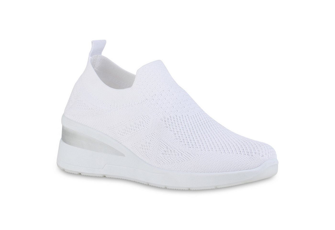 VAN HILL 840165 Wedgesneaker Damen Sneaker Wedges Keilabsatz Strick Profil-Sohle Stoff- von VAN HILL