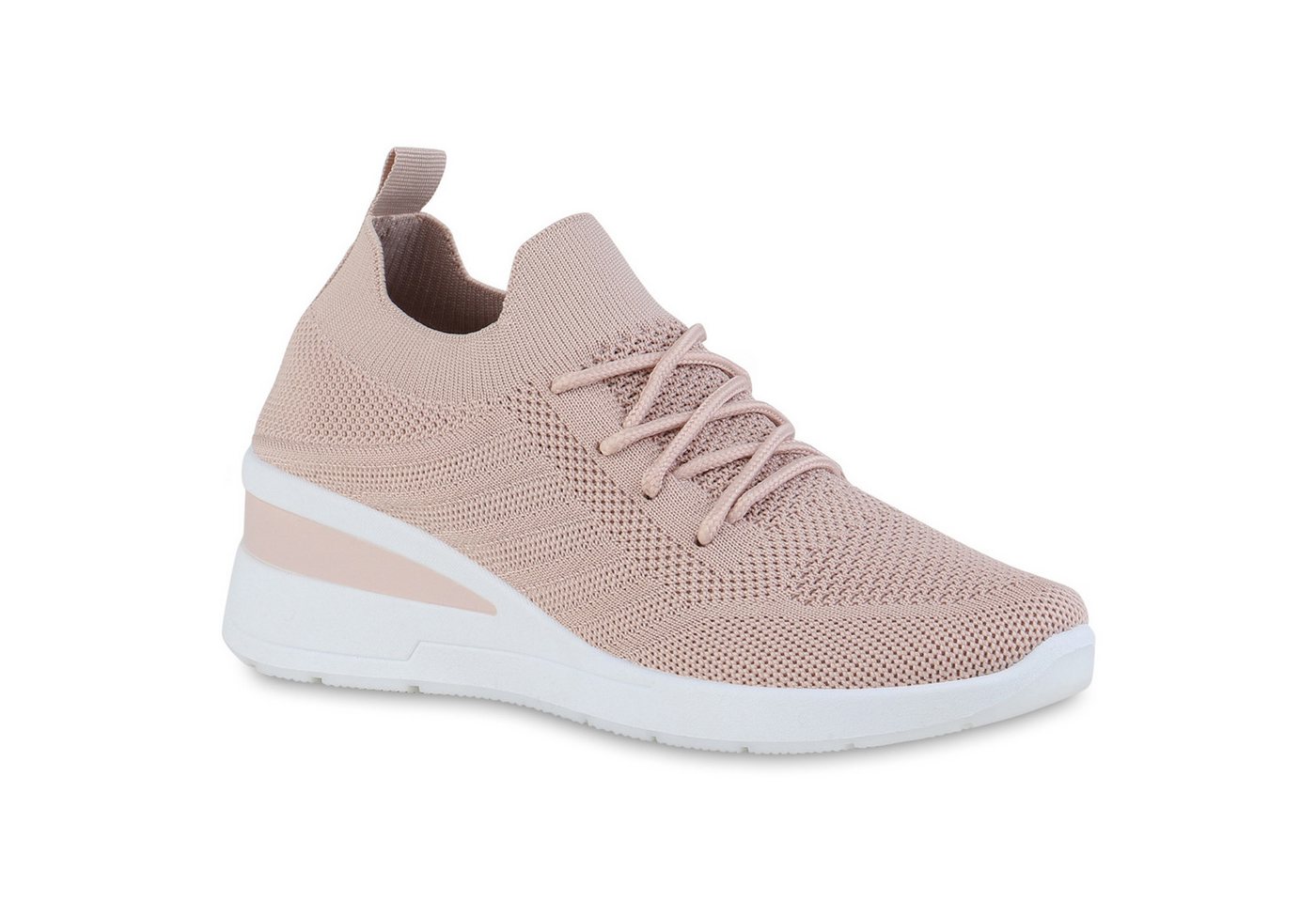 VAN HILL 840166 Wedgesneaker Damen Sneaker Wedges Schnürer Strick Profil-Sohle von VAN HILL