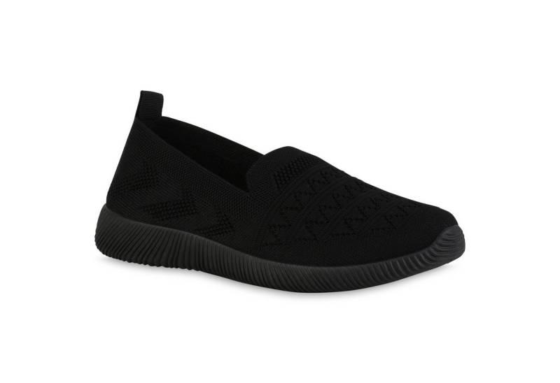 VAN HILL 840201 Laufschuh Damen Sportschuhe Slip Ons Sportliche Strick Profil-Sohle von VAN HILL