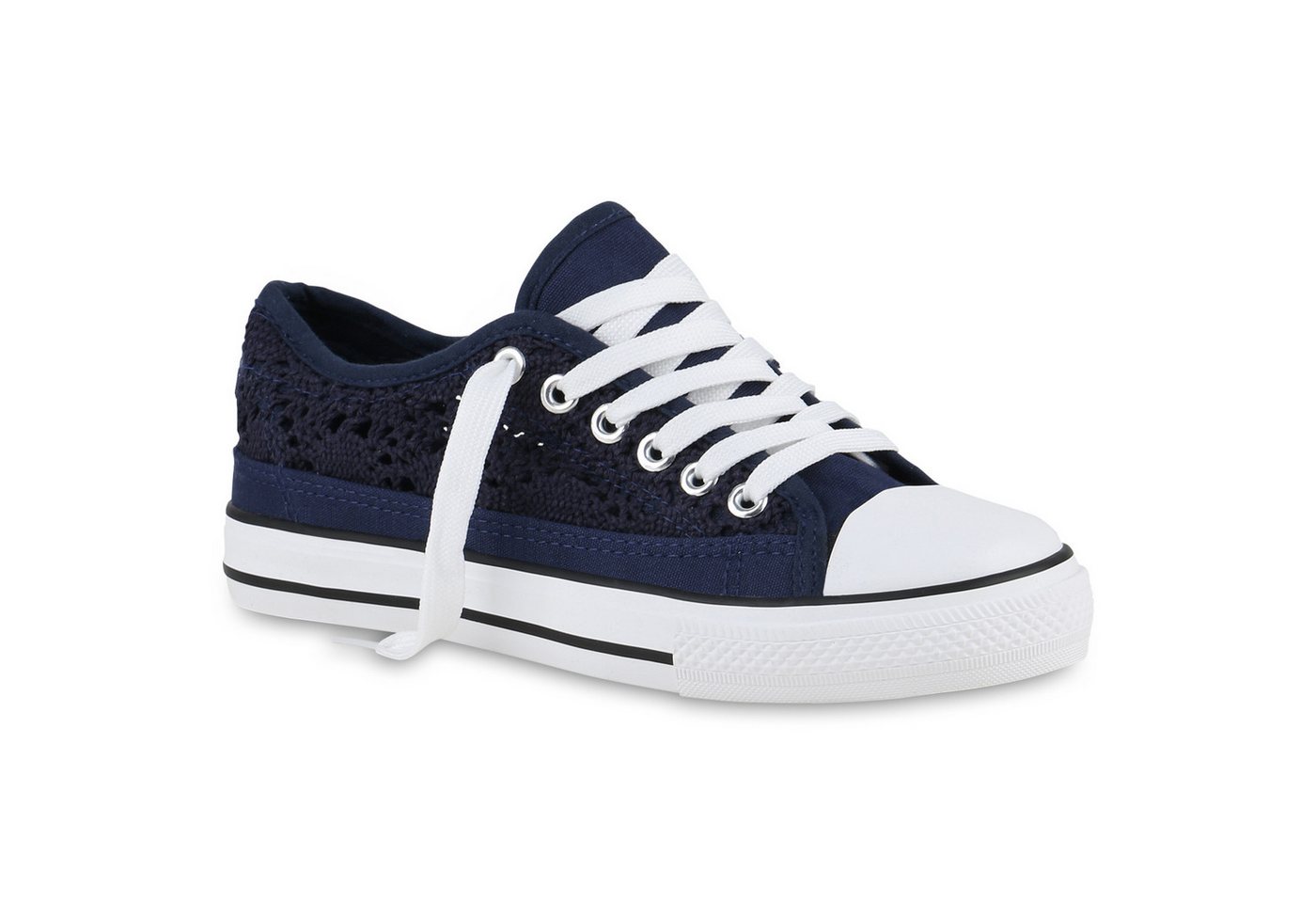 VAN HILL 840230 Sneaker Damen Sneaker Low Schnürer Strick Schnür- von VAN HILL