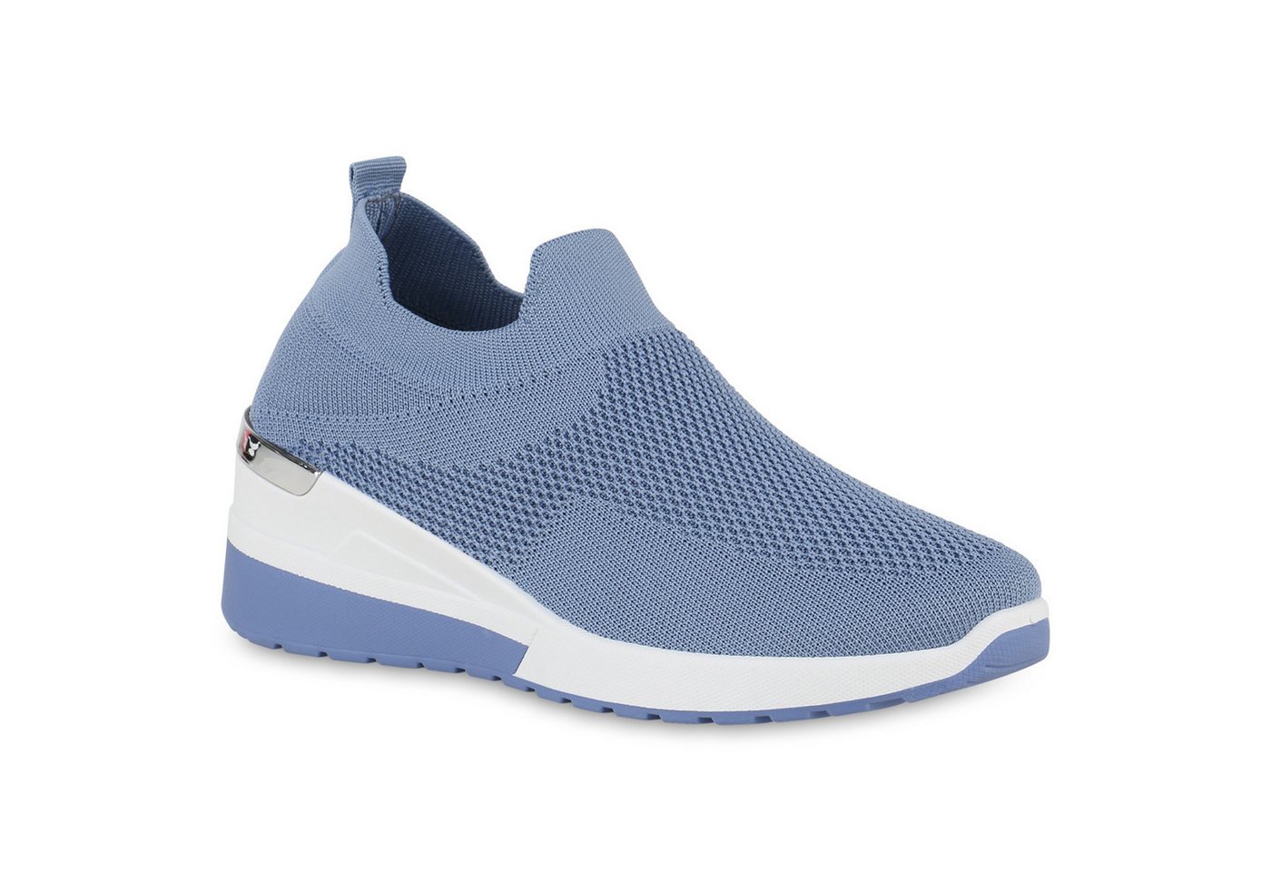 VAN HILL 840257 Laufschuh Damen Sportschuhe Slip Ons Keilabsatz Sportliche Strick von VAN HILL