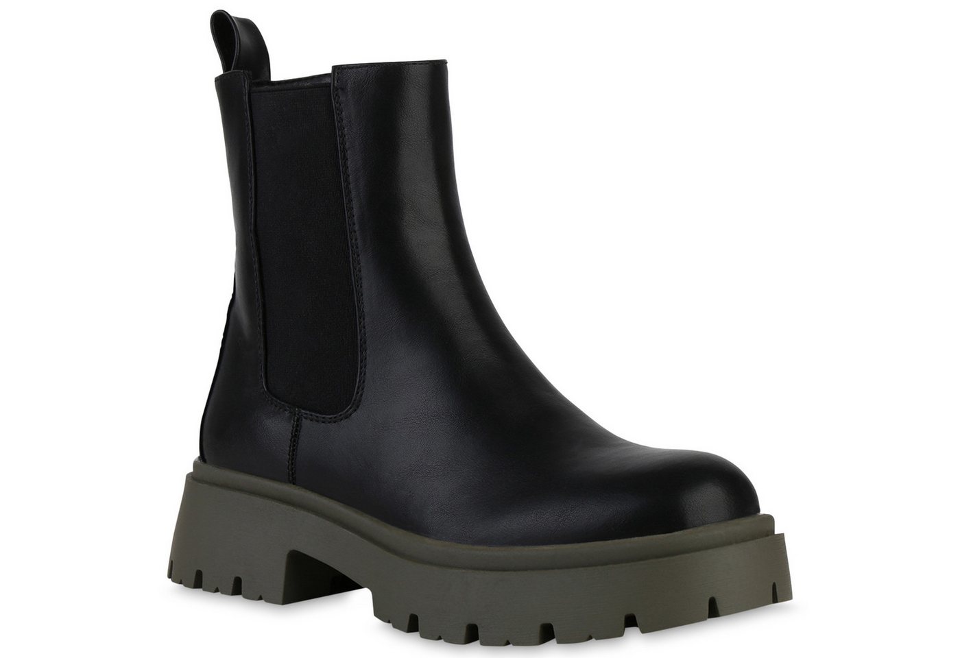 VAN HILL 840280 Plateaustiefelette Damen Plateau Boots Stiefeletten Profil-Sohle von VAN HILL