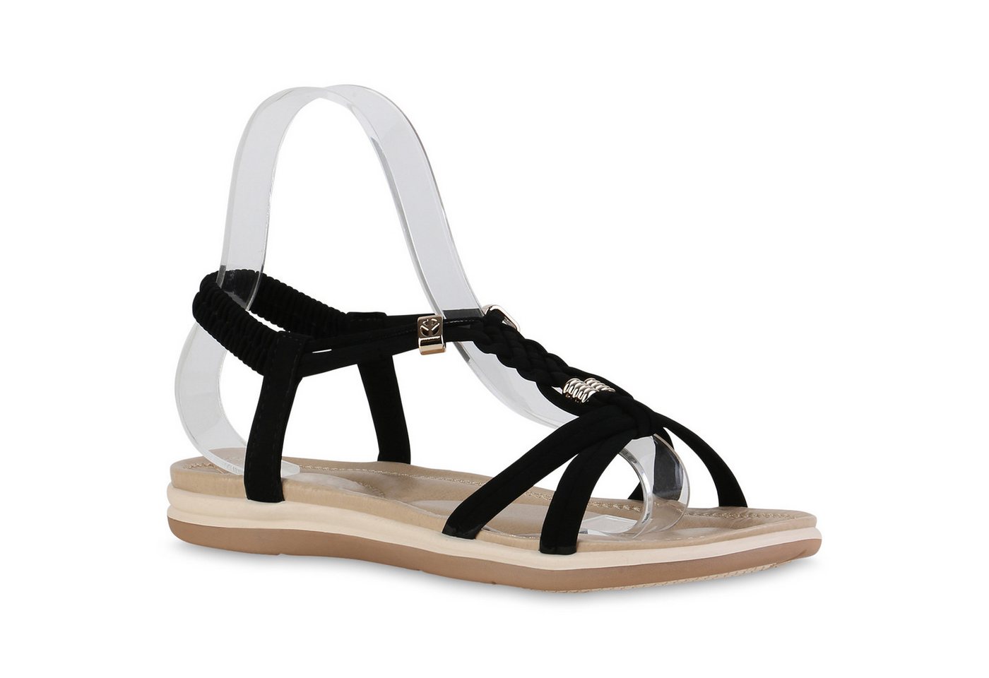 VAN HILL 840308 Riemchensandale Damen Sandalen Riemchensandalen Zierperlen von VAN HILL