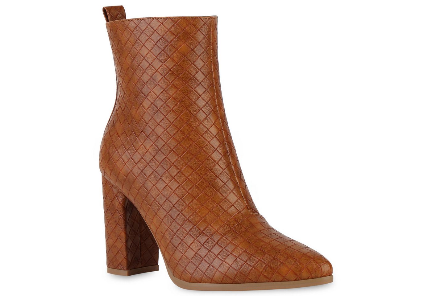 VAN HILL 840337 Stiefelette Damen Klassische Stiefeletten Blockabsatz Prints Absatz- von VAN HILL