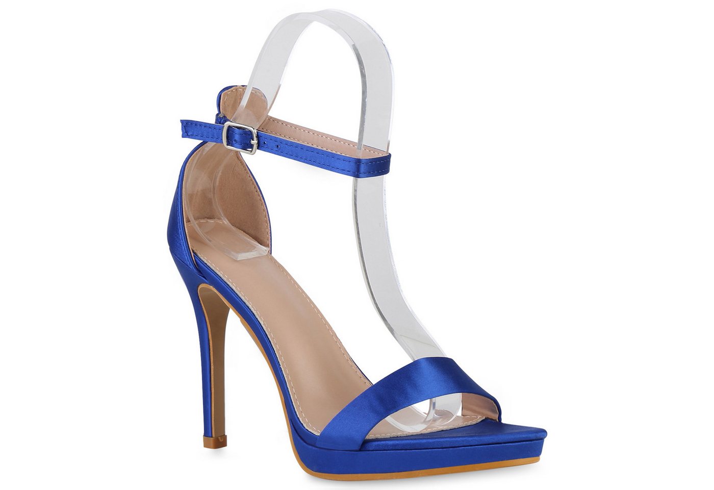 VAN HILL 840414 High-Heel-Sandalette Damen High Heels Sandaletten Stiletto Elegante Satin-Optik von VAN HILL