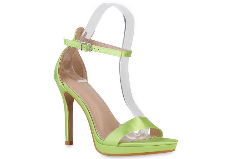 VAN HILL 840414 High-Heel-Sandalette Damen High Heels Sandaletten Stiletto Elegante Satin-Optik von VAN HILL