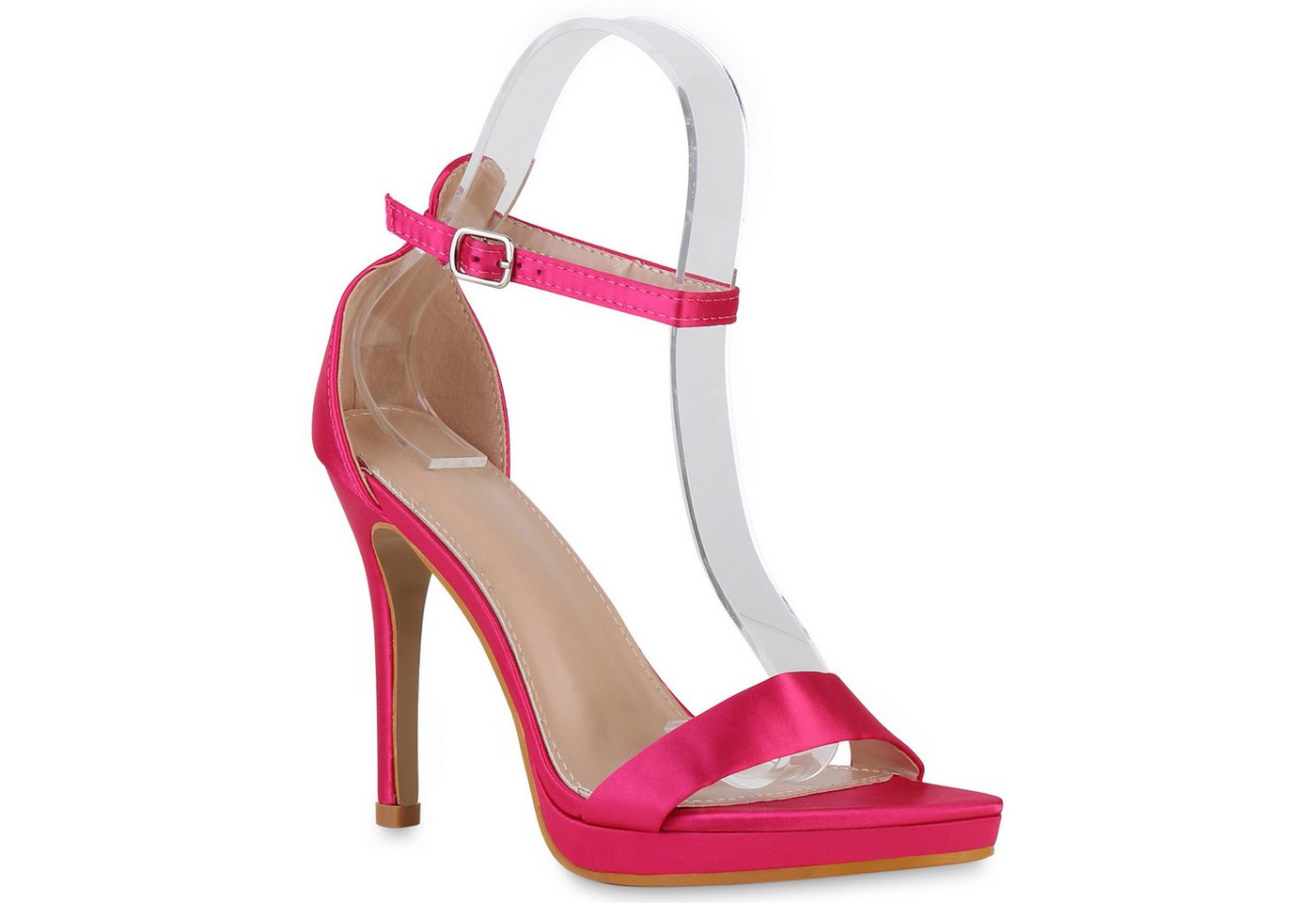 VAN HILL 840414 High-Heel-Sandalette Damen High Heels Sandaletten Stiletto Elegante Satin-Optik von VAN HILL