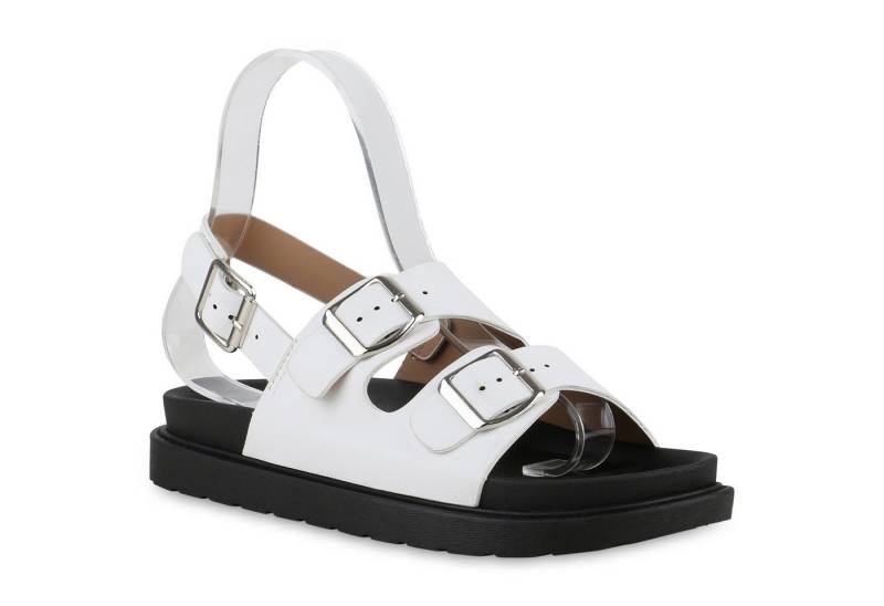 VAN HILL 840432 Plateausandaletten Damen Plateau Sandaletten Leder-Optik Profil-Sohle Plateau- von VAN HILL