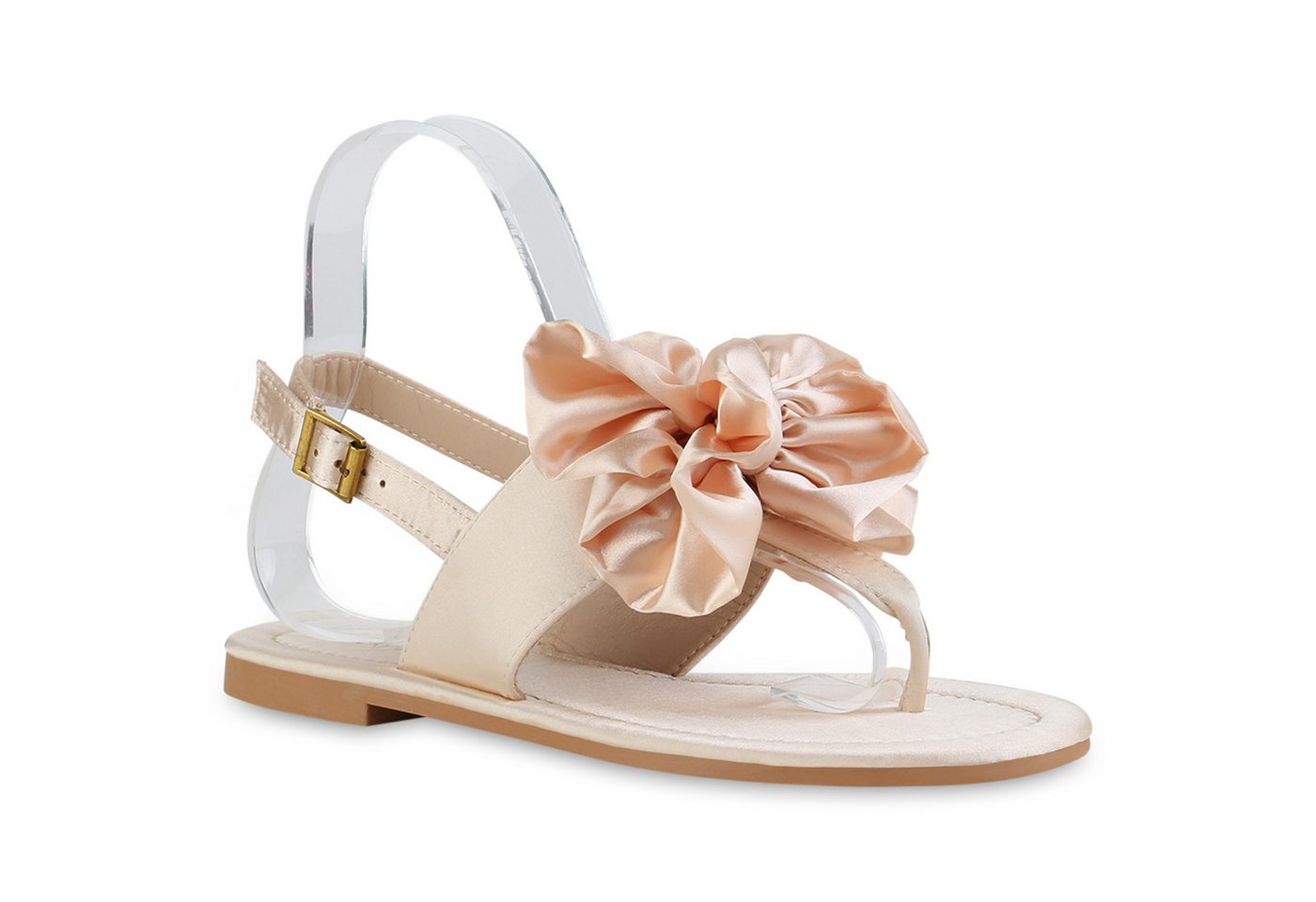 VAN HILL 840450 Zehentrenner Damen Zehentrenner Sandalen Satinoptik Schleifen von VAN HILL