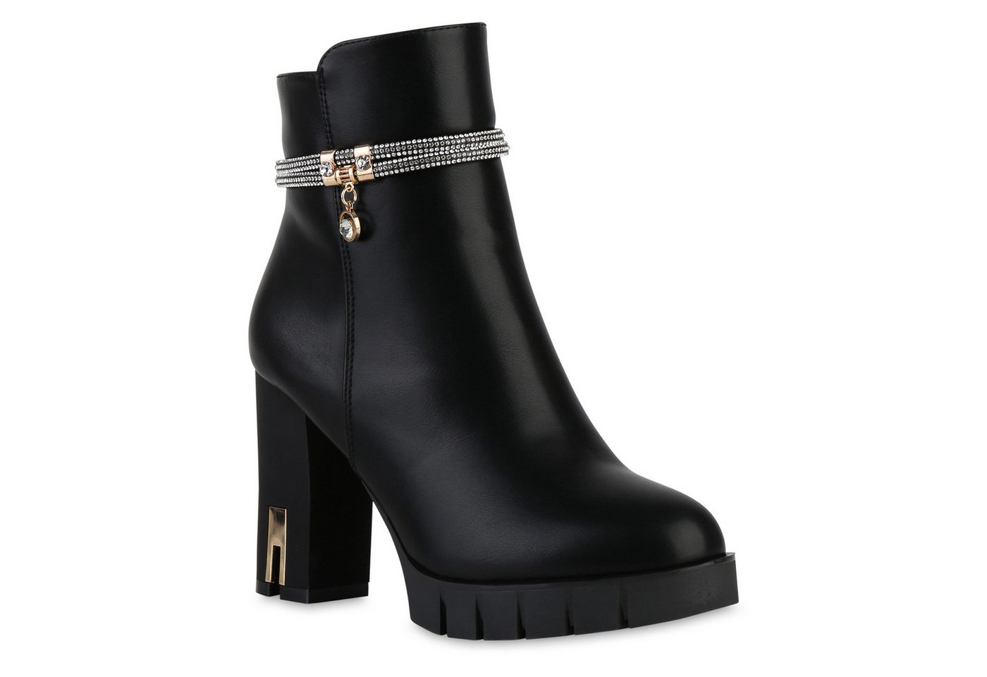 VAN HILL 840506 Stiefelette Damen Leicht Gefütterte Klassische Stiefeletten Strass von VAN HILL