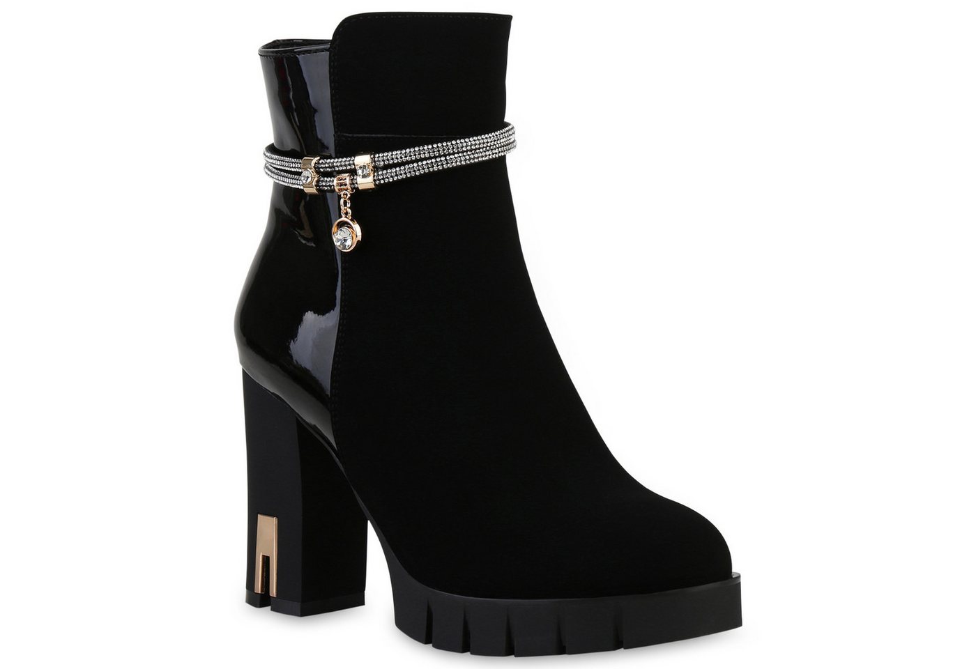 VAN HILL 840506 Stiefelette Damen Leicht Gefütterte Klassische Stiefeletten Strass von VAN HILL