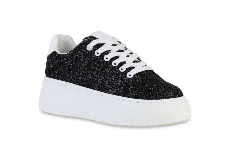 VAN HILL 840510 Plateausneaker Damen Plateau Sneaker Keilabsatz Schnürer Glitzer Plateau- VAN HILL 840510 Plateausneaker Damen Plateau Sneaker Keilabsatz Schnürer Glitzer Plateau- von VAN HILL