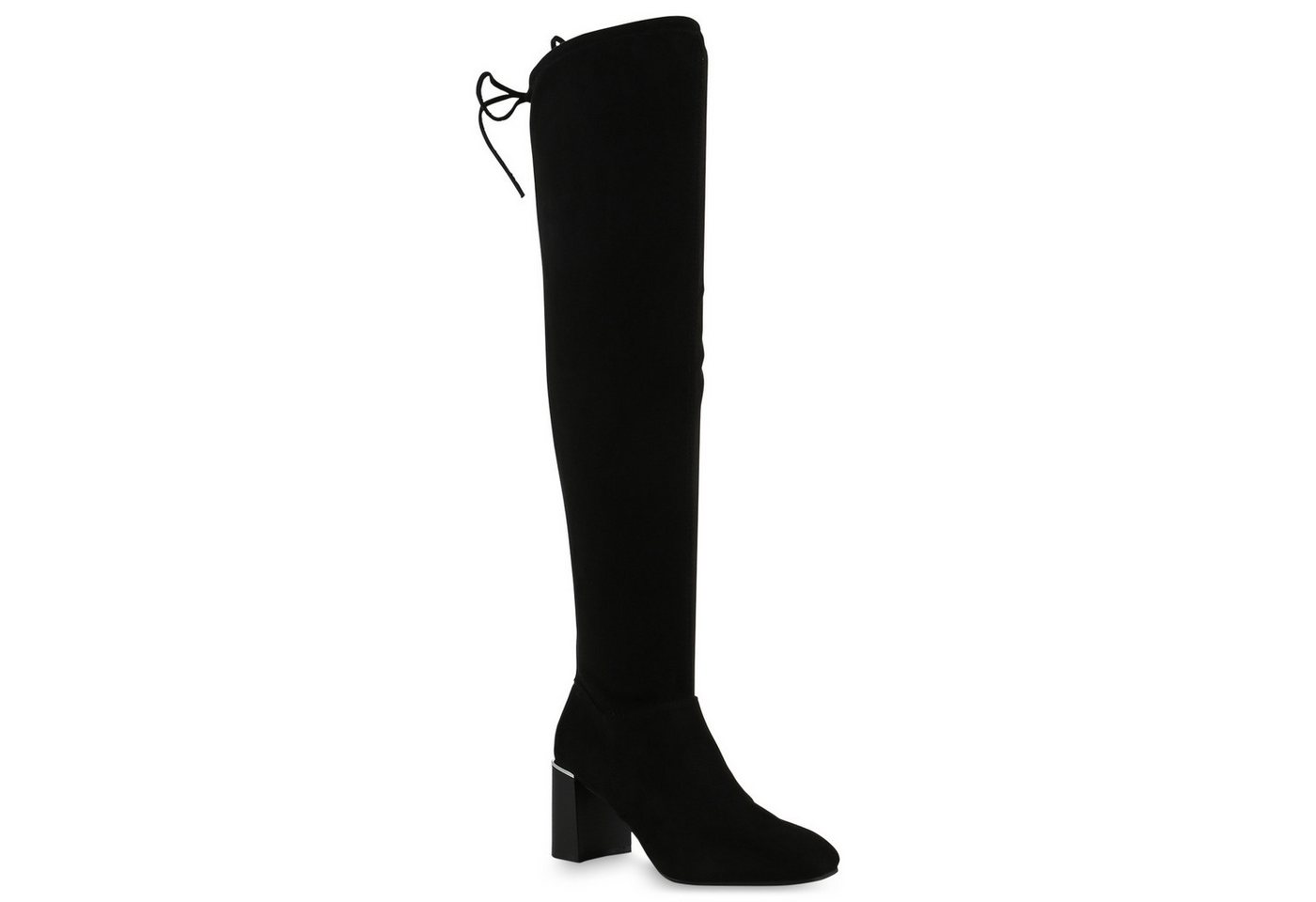 VAN HILL 840522 Overkneestiefel Damen Overknees Stiefel Holzoptikabsatz Langschaftstiefel von VAN HILL