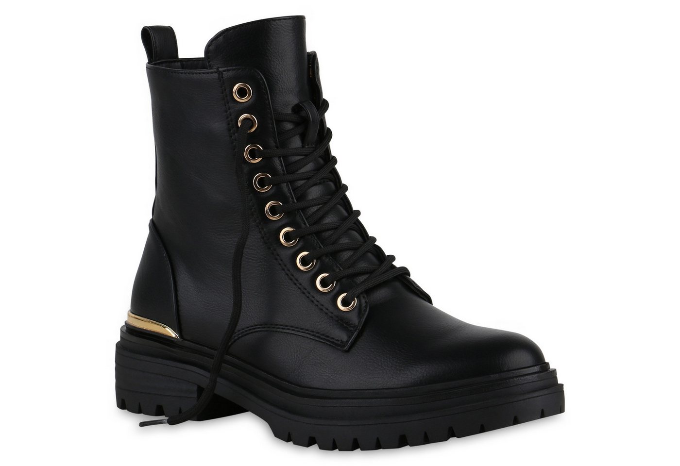 VAN HILL 840526 Schnürstiefelette Damen Schnürstiefeletten Stiefeletten Profil-Sohle Schnür- von VAN HILL