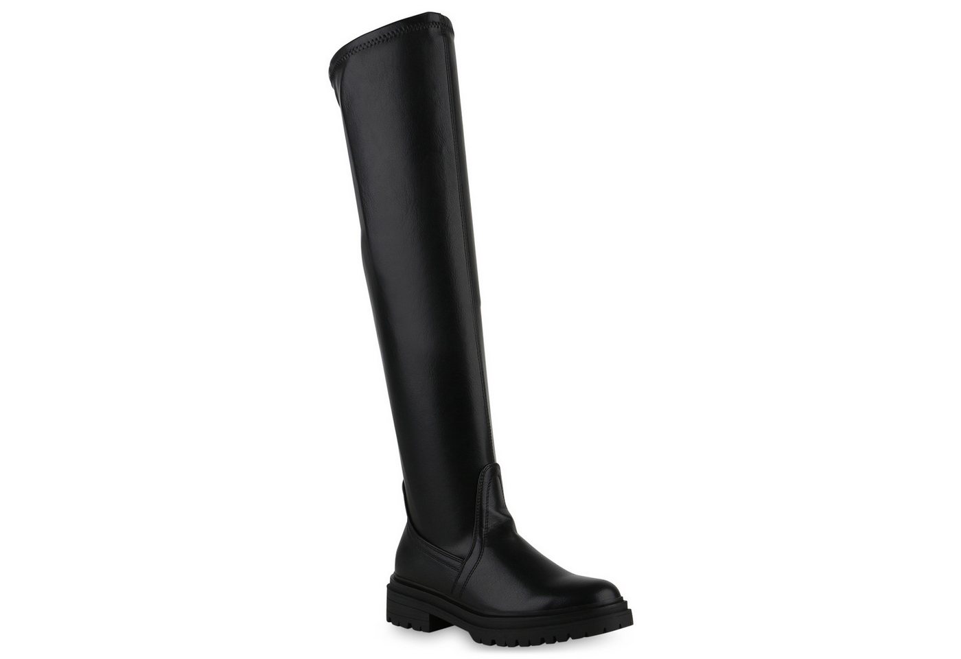 VAN HILL 840536 Overkneestiefel Damen Overknees Stiefel Plateau Vorne Profil-Sohle von VAN HILL